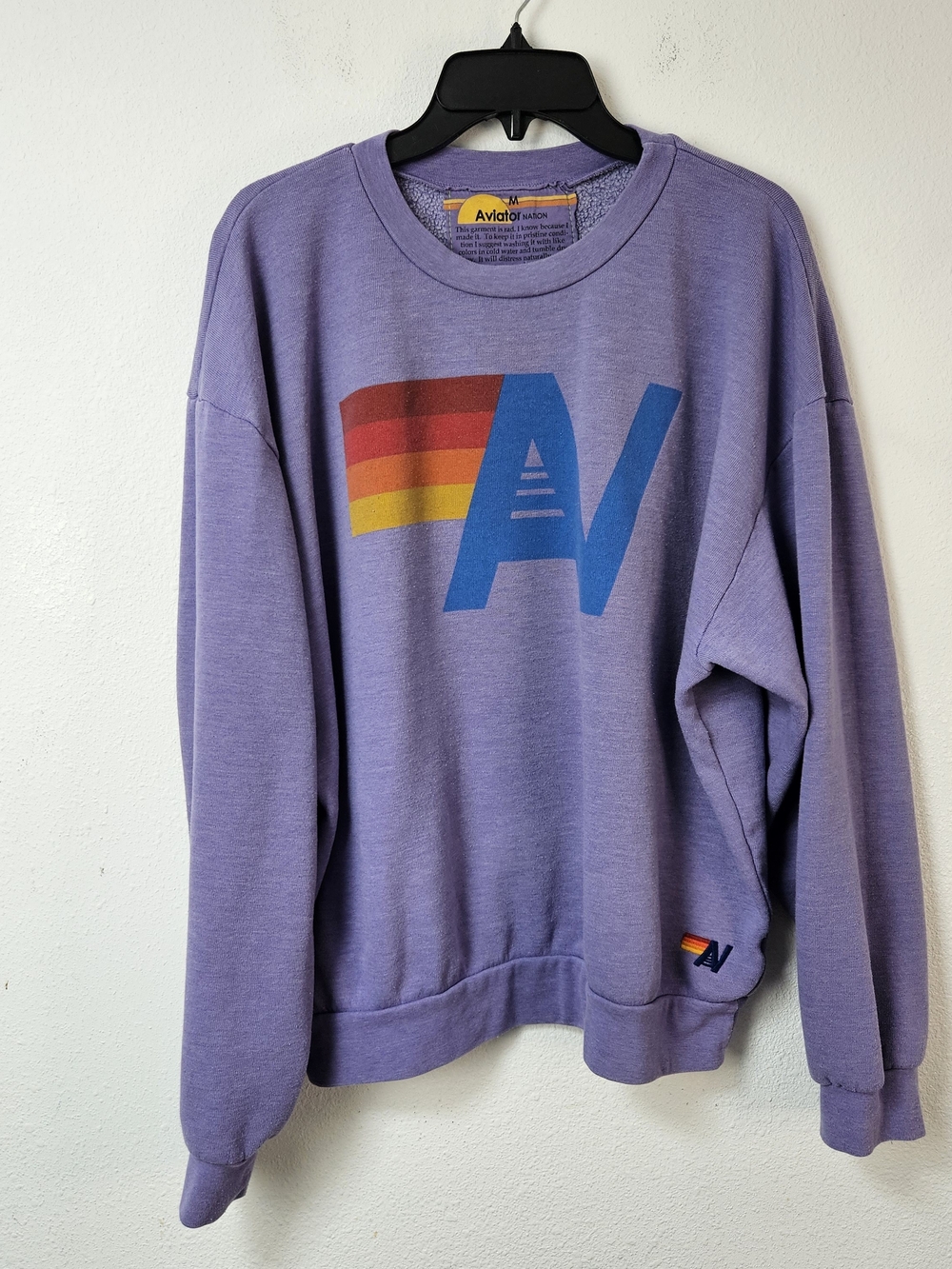 Aviator Nation Lavender Logo Crewneck Sweater Size Medium